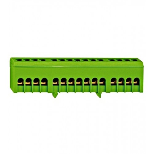 PE kapocs blokk, 15x10/16mm², 63A, zöld/sárga, szigetelt