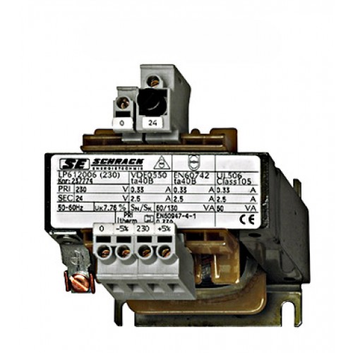 Egyfázisú vezérlő transzformátor 230/012V, 100VA, IP00