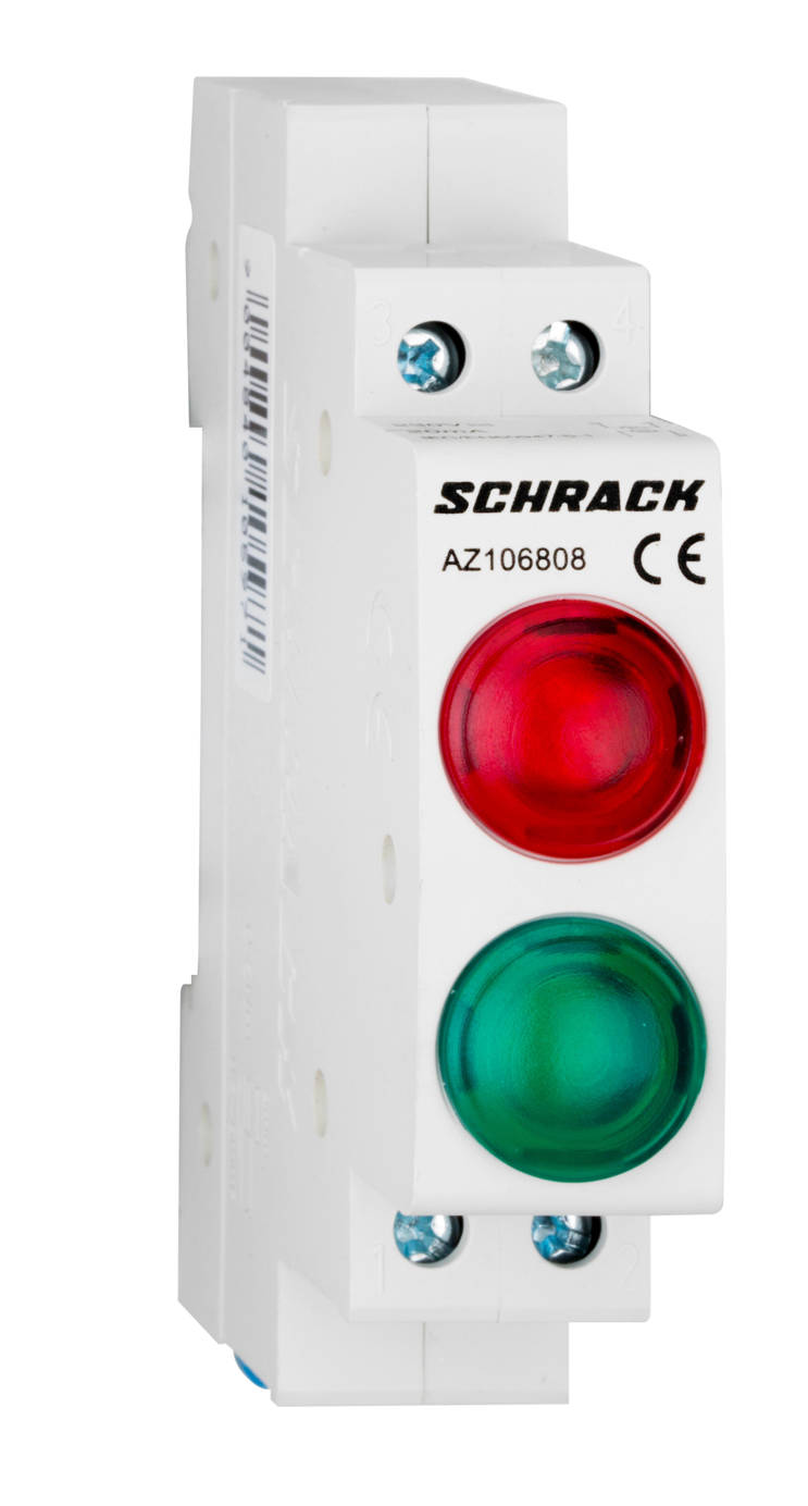 AMPARO Sorbaépíthető jelzőlámpa, Piros/Zöld LED 230VAC 20mA, 1KE, AZ106808