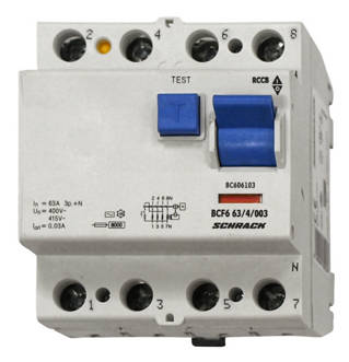 BCF6 63/4/003-AC Hibaáramkapcsoló 6kA 63A 4p 30mA, BC606103--