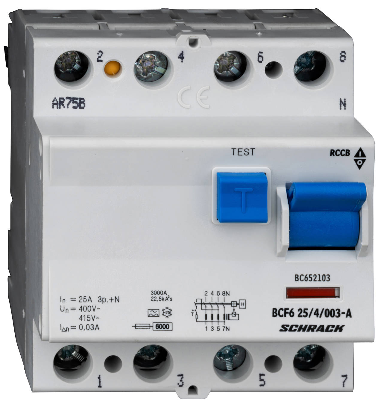 BCF6 25/4/003-A Hibaáramkapcsoló 6kA 25A 4p 30mA, BC652103--