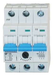 MP 1/3 Motorvédő sorbaépíthető, 0,63-1,0A, 3 pólusú, 3KE