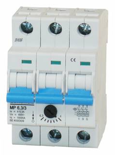 MP 6,3/3 Motorvédő sorbaépíthető, 4,0-6,3A, 3 pólusú, 3KE