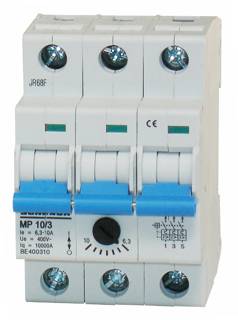 MP 10/3 Motorvédő sorbaépíthető, 6,3-10,0A, 3 pólusú, 3KE