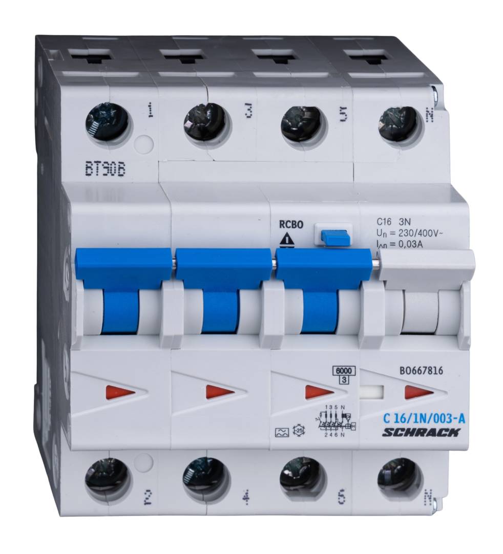 BOLF6 C 16/3N/003-A LS-FI vezetékvédő 3+N C 16A 30mA 6kA A kivitel, BO667816--