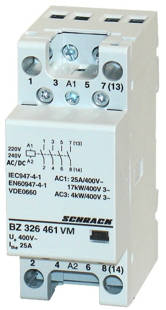 Sorbaépíthető mágneskapcsoló 25A/4kW, 4z, 230VAC/DC 2KE