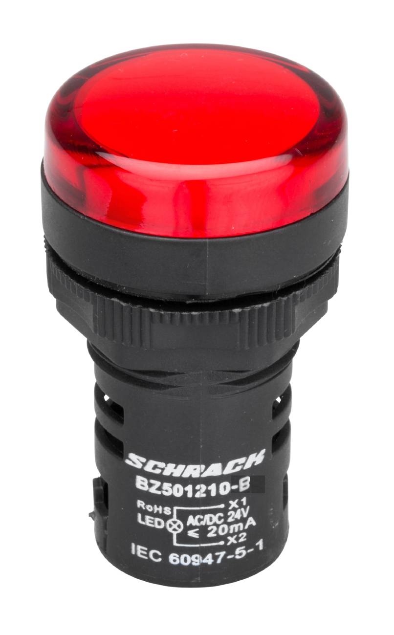 Kompakt LED-es jelzőlámpa, piros, 24VAC/DC