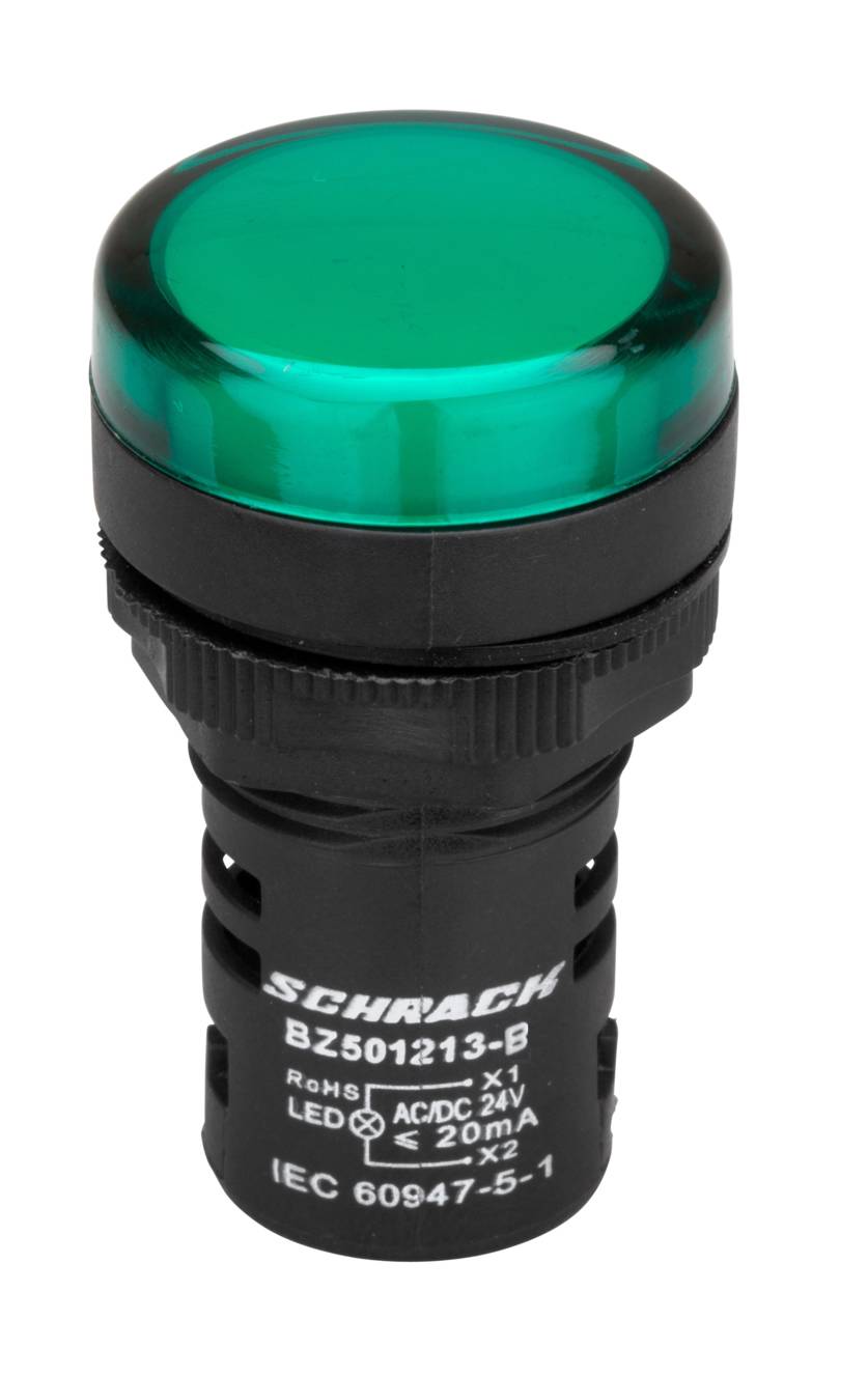 Kompakt LED-es jelzőlámpa, zöld, 24VAC/DC