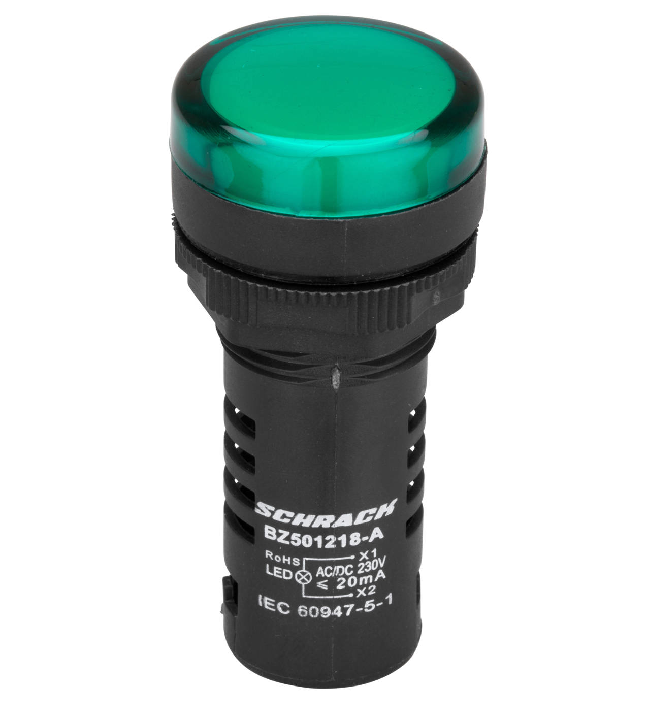 Kompakt LED-es jelzőlámpa, zöld, 230VAC/DC