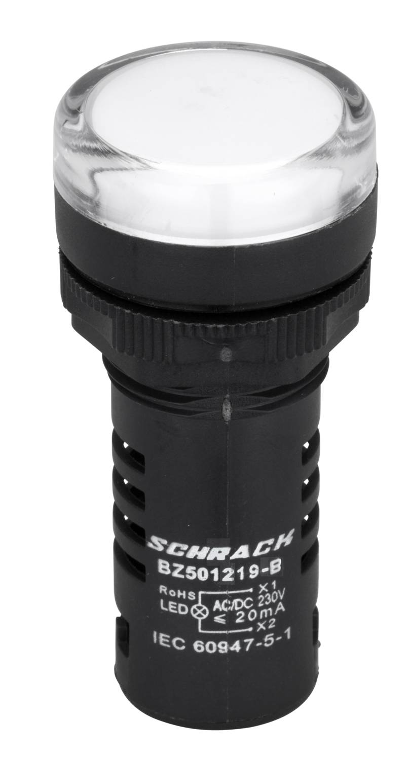 Kompakt LED-es jelzőlámpa fehér, 230VAC/DC