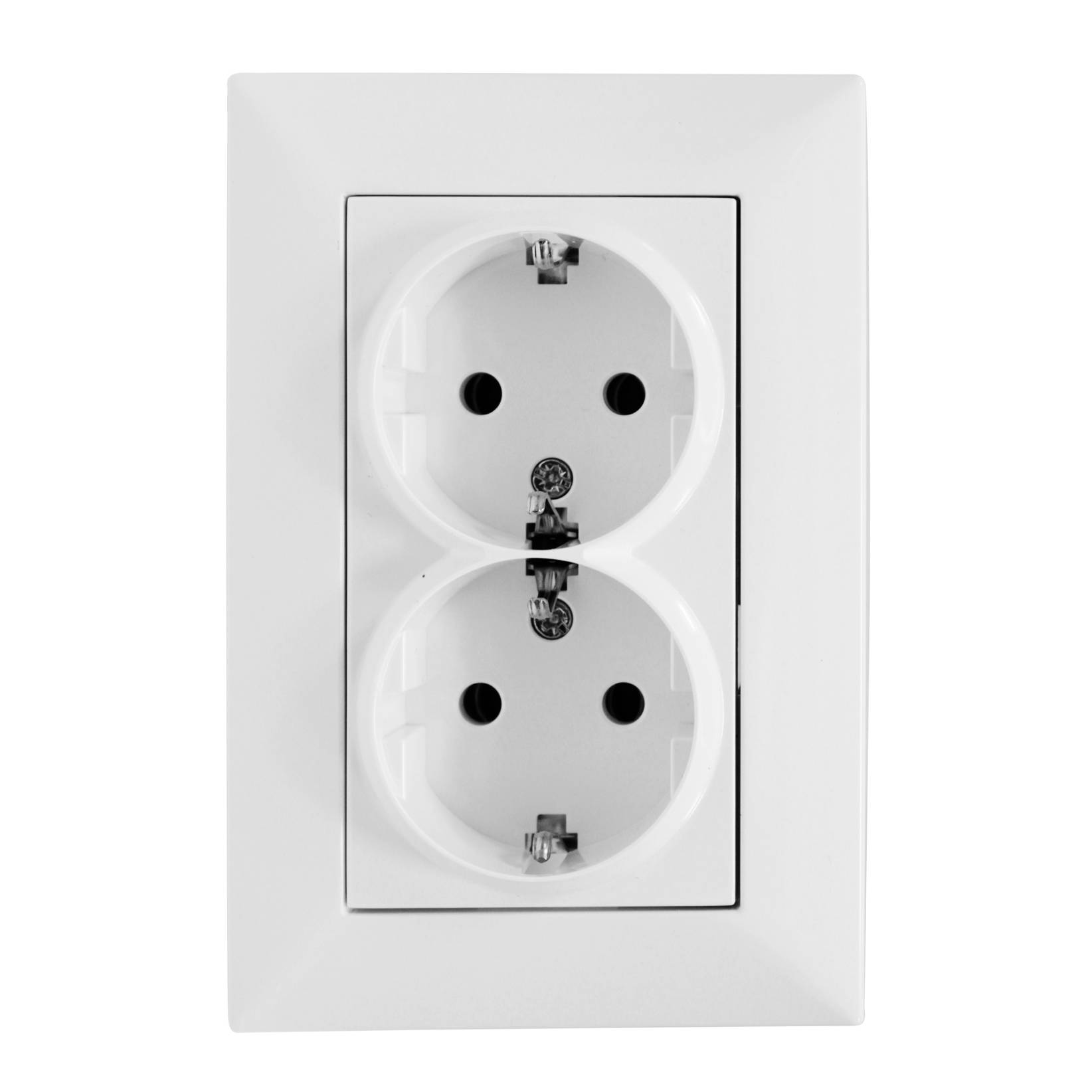 VISIO 2x2P+F Dupla dugaszolóaljzat, csavaros csatlakozás, fehér