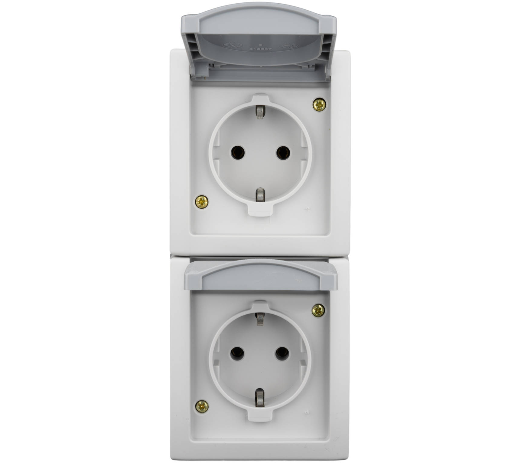 VISIO IP54 2x2P+F Falon kívüli dupla dugaljzat függőleges, rugós 16A,