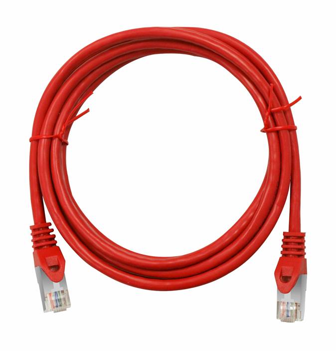 Szerelt Patchkábel, RJ45 Cat.6e S/FTP árnyékolt, PVC, piros, 0,5fm