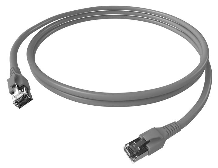 Szerelt Patchkábel, RJ45 Cat.6a S/FTP árnyékolt, LS0H 10GB, PVC szürke 20fm