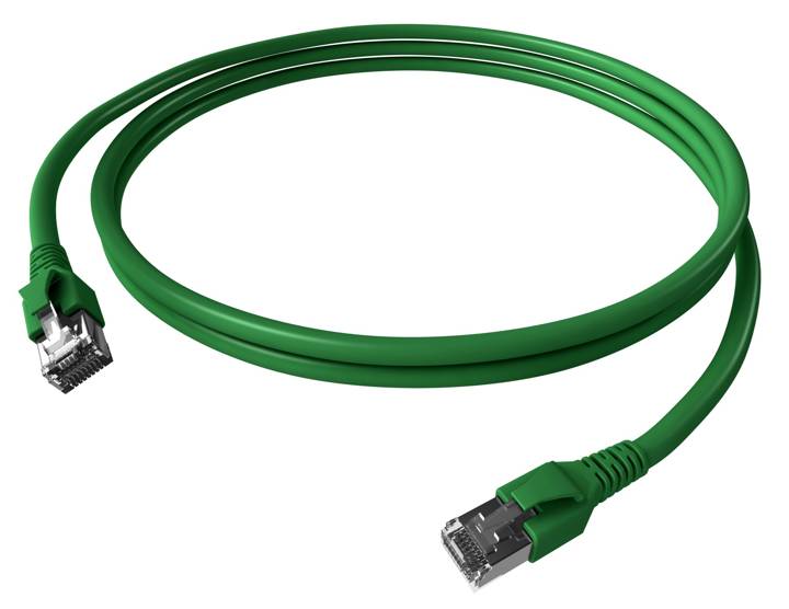 Szerelt Patchkábel, RJ45 Cat.6a /10GB S/FTP árnyékolt, LS0H, Zöld, 1fm