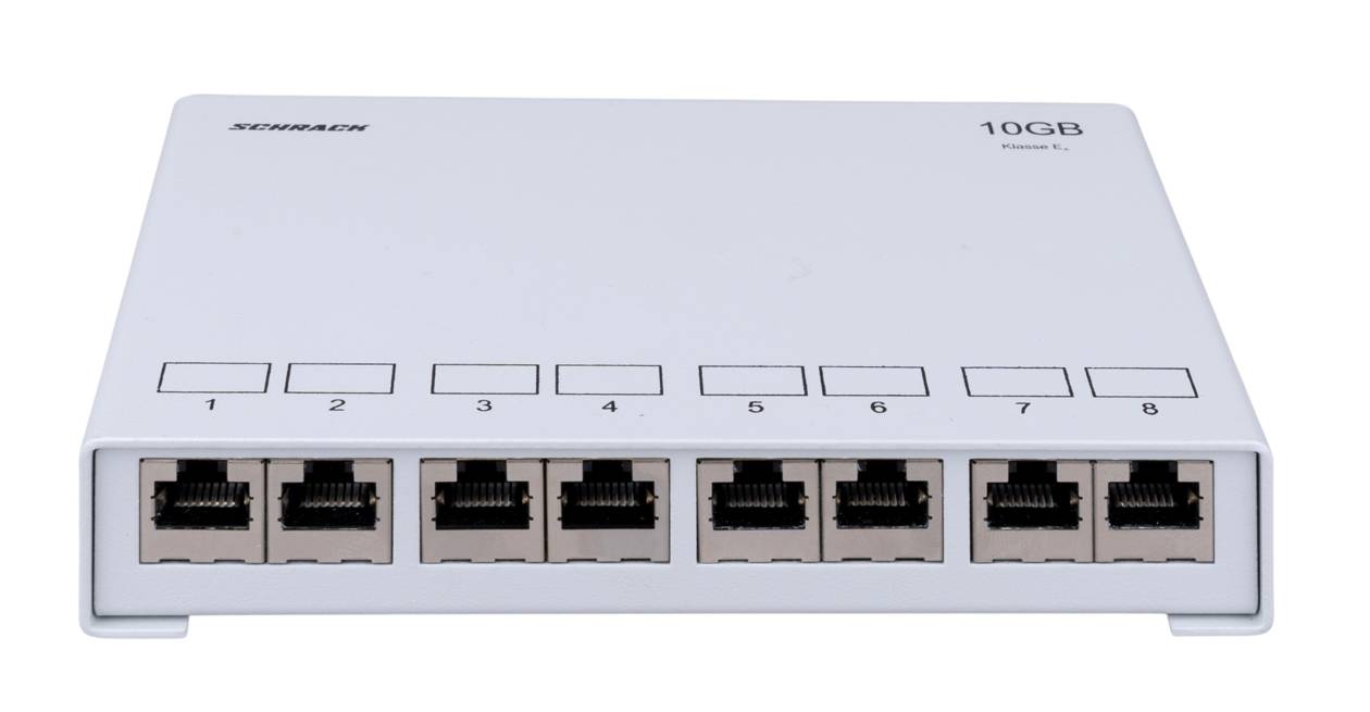 Patchpanel DE-EMBEDDED LINE falon kívüli, 8xRJ45, árnyékolt, Cat.6, RAL7035