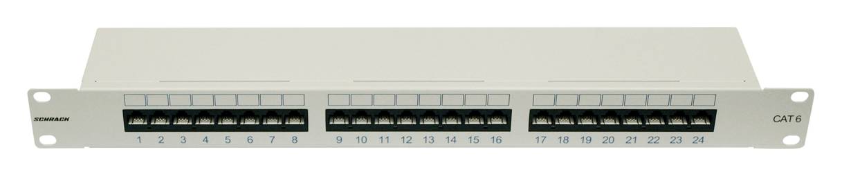 Patchpanel 19" 24x RJ45 Cat.6 árnyékolatlan, 1U, RAL7035