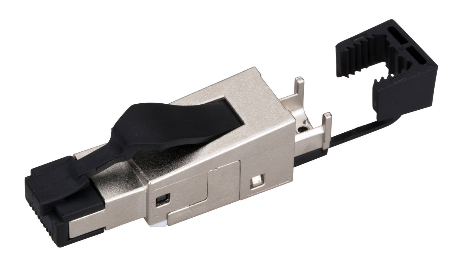 RJ45 csatlakozó szerszám mentes szerelésű árnyékolt  Cat.6a egyenes