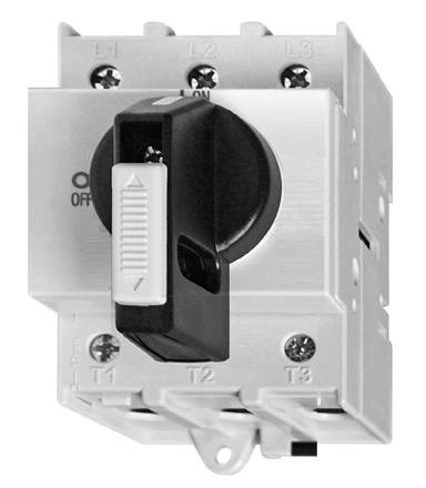 Főkapcsoló, 0-1, sorbaépíthető, 3 pólusú, 20A/AC23 7.5kW