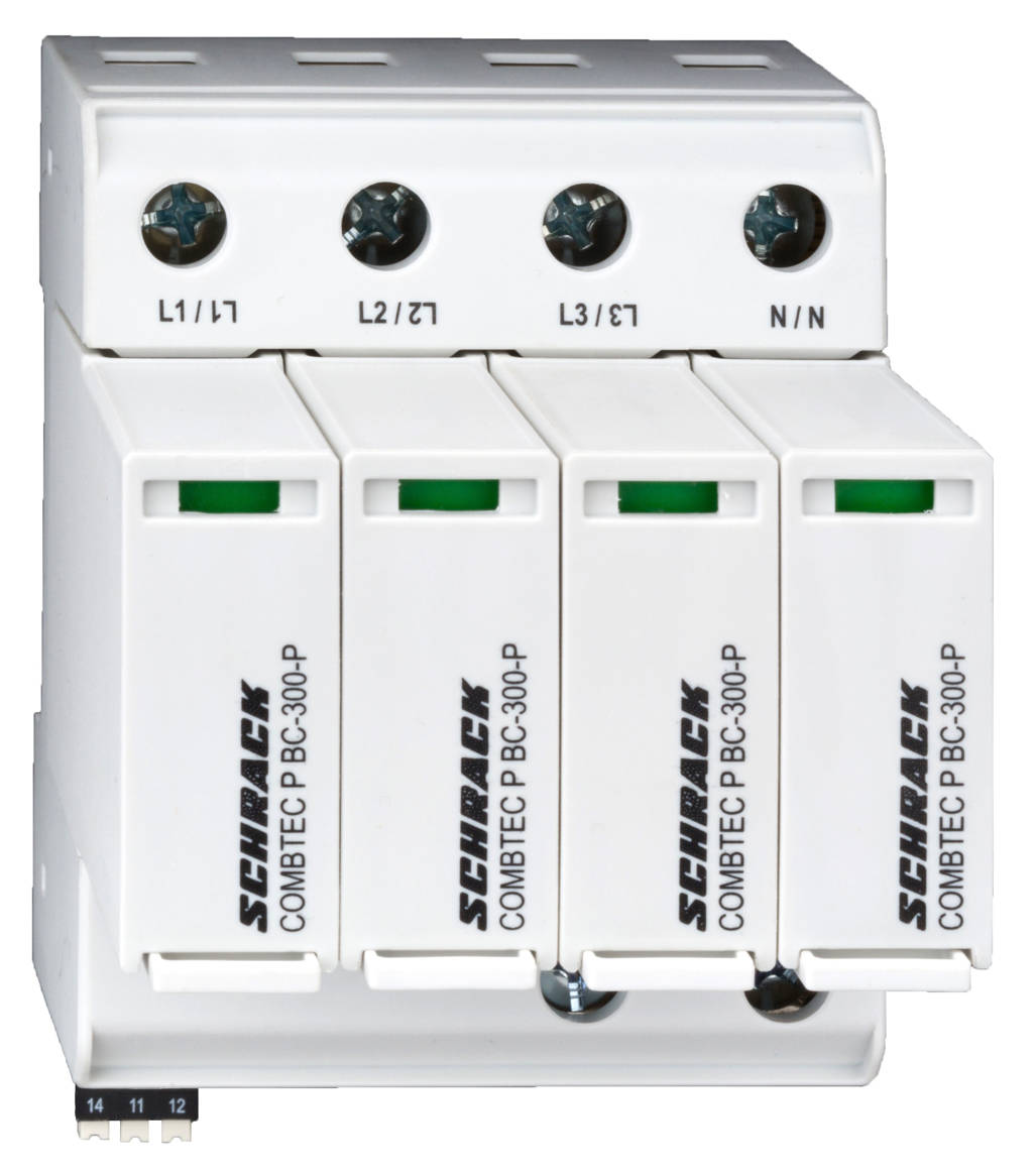 Túlfeszültséglevezető 4+0 TNS, Cl. I+II (B+C) 300V, I imp 12,5kA+s.é
