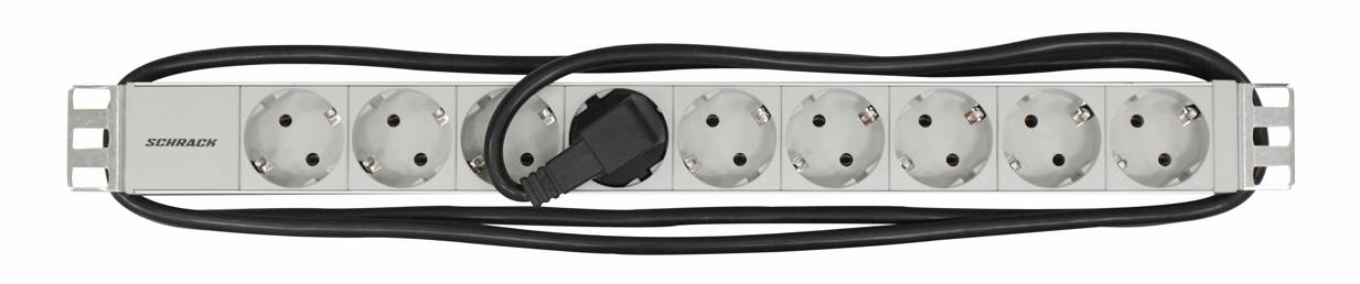 19" dugaszolóaljzatsáv, 9x 2P+F, 1U, 1,5m kábellel