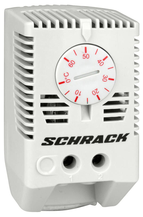 Termosztát szekrényfűtéshez, 0-60°C, 1ny, 10A, piros