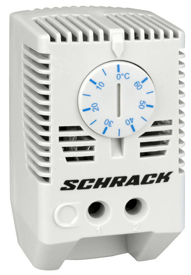 Termosztát szekrény szellőzéshez, 0-60°C, 1z, 10A, kék
