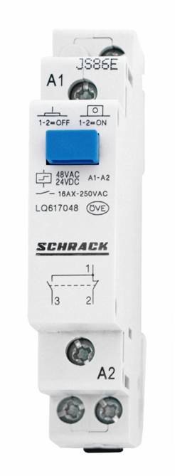 Sorbaépíthető impulzuskapcsoló, 1v, 48VAC/24VDC, 16A, 1KE