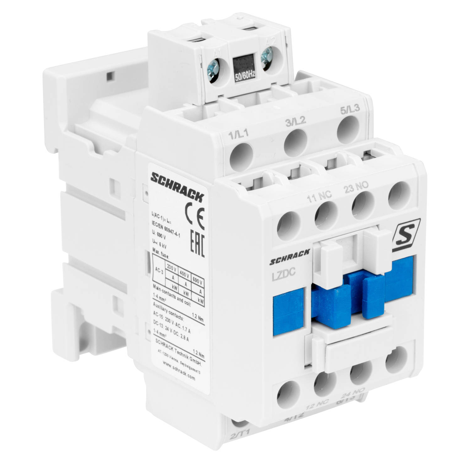 Mágneskapcsoló 3p CUBICO, 5,5kW/12A 400V AC3, +1z+1ny, 230VAC