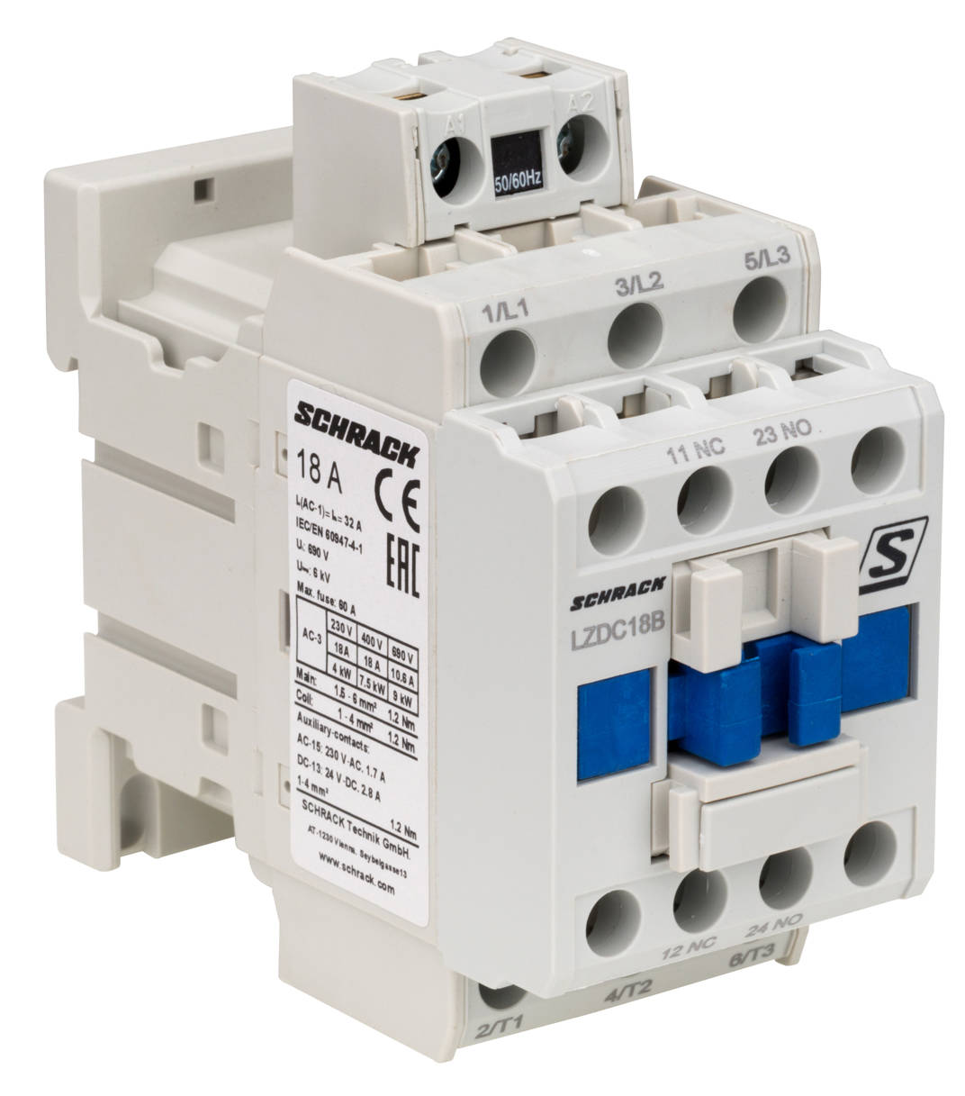 Mágneskapcsoló 3p CUBICO, 7,5kW/18A 400V AC3, +1z+1ny, 230VAC