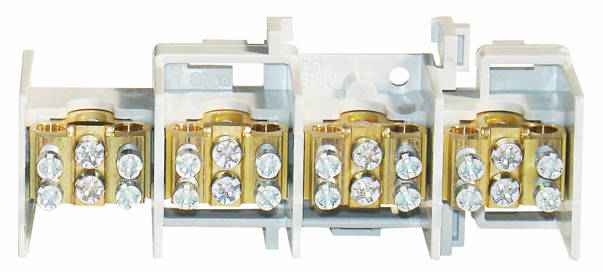 Nagyáramú kapocs, 25mm2, 4 betét/2x16mm2 leágazás