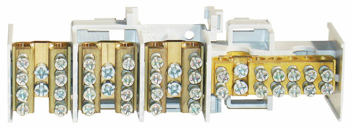 Nagyáramú kapocs, 25mm2, 3 betét/4+1 betét/6x16mm2 leág.
