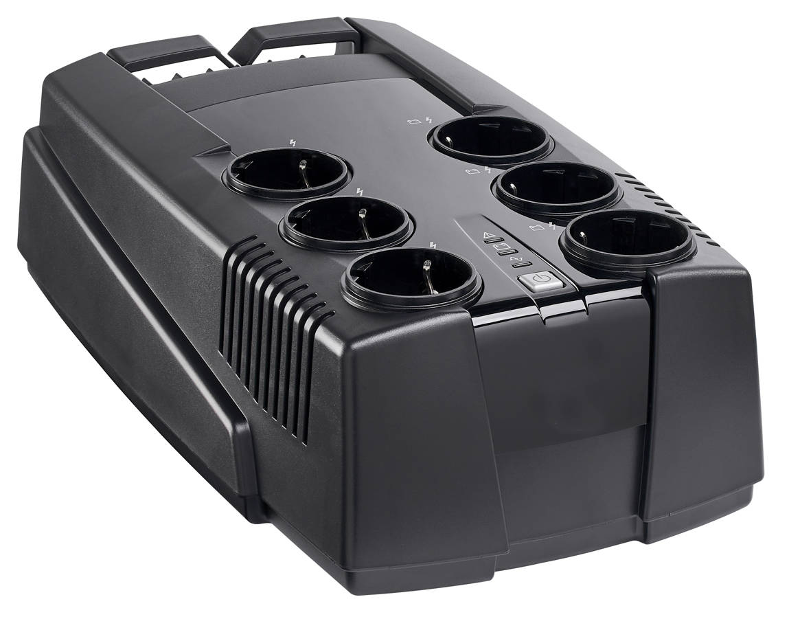 Szünetmentes táp, I-Plug UPS 600VA/360W 6x Schuko és 2x IEC dugaszolóaljzattal