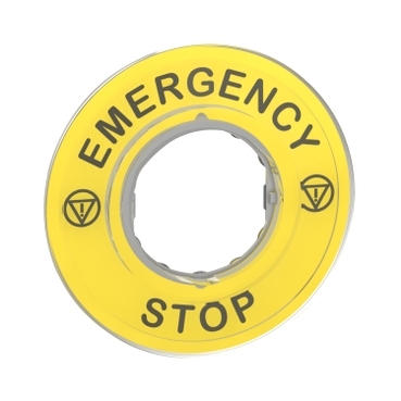 ZBY-9320 60mm felirati címke vészgombhoz, "EMERGENCY STOP"